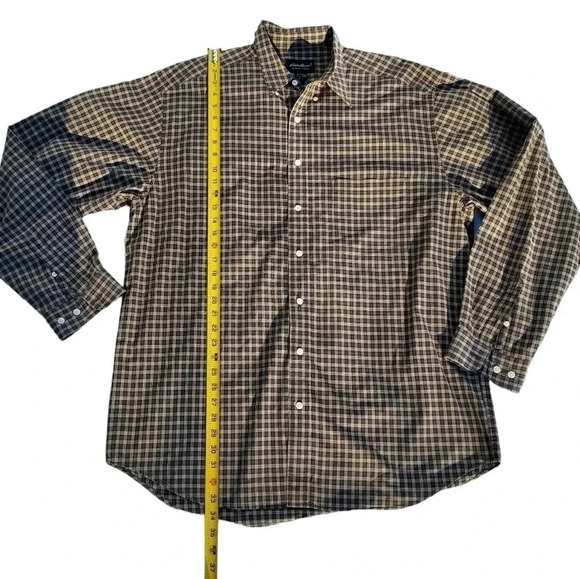 Eddie Bauer Men's Brown Plaid 100% Cotton Long Sleeve Shirt Sz Large - Picture 4 of 10